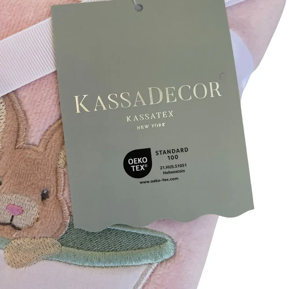 NEW Kassatex 2pk Hand Towels Easter Bunny in Bath Tub Pastel Pink 18x28
